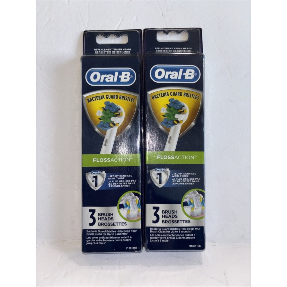 Lot of 2 Oral-B Floss Action 3 Replacement Brush Heads Per Pack